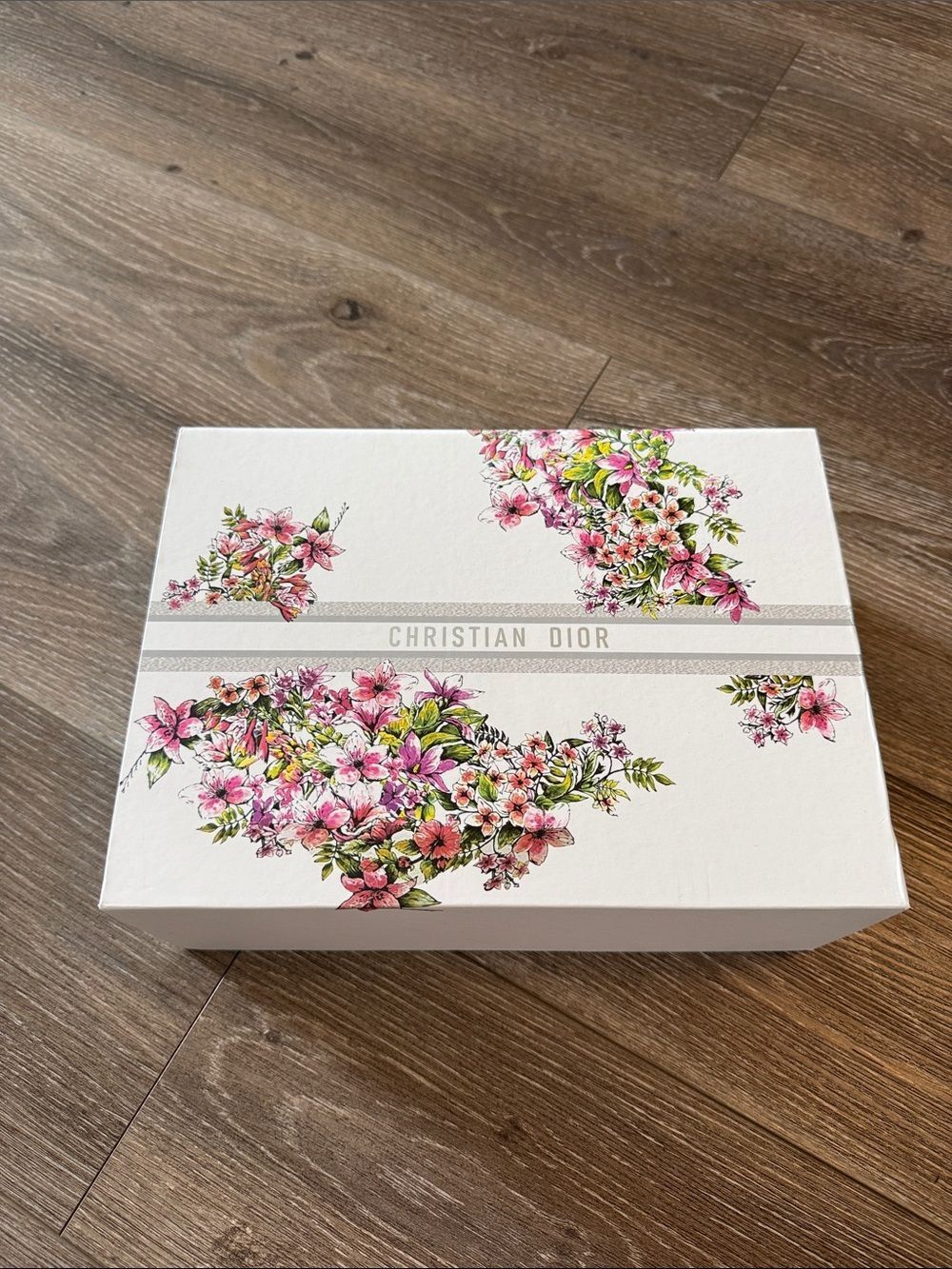 Dior Floral Print White Gift Box with Pink & Green Accents